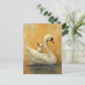 Adorable Schwan und Maus Freunde Postkarte (Stehend Vorderseite)