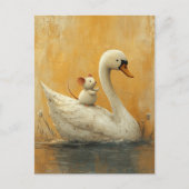 Adorable Schwan und Maus Freunde Postkarte (Vorderseite)