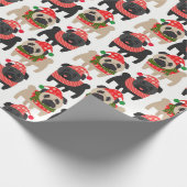 Adorable Schwarz-Fauna Weihnachten Möpsen Geschenkpapier (Ecke)