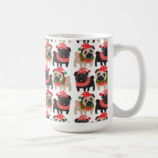 Adorable Schwarz-Fauna Weihnachten Möpsen Kaffeetasse (Rechts)