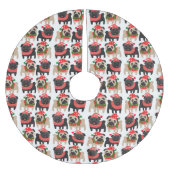 Adorable Schwarz-Fauna Weihnachten Möpsen Polyester Weihnachtsbaumdecke (Vorderseite)