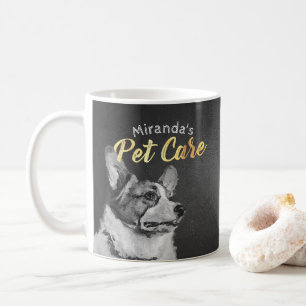 Adorable Schwarz-Weiß-Dog Ölgemälde Tasse