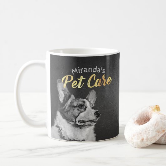 Adorable Schwarz-Weiß-Dog Ölgemälde Tasse (Mit Donut)