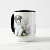 ADORABLE SCHWARZ-WEISSE GRENZÜBERSCHREITENDE KALZE TASSE (Vorderseite Links)