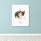 Adorable schwarz-weiße Katzenmarken Leinwanddruck (Insitu (Holzboden))