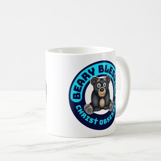 Adorable schwarze Bär, bebröckelt gesegnet Christu Kaffeetasse (VorderseiteRechts)