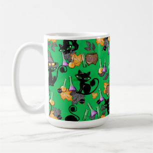 ADORABLE SCHWARZE HALLOWEEN KÜCHE MIT GRÜNEN AUGEN KAFFEETASSE