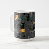 ADORABLE SCHWARZE HALLOWEEN KÜCHE MIT GRÜNEN AUGEN KAFFEETASSE (Vorderseite Links)