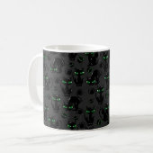 ADORABLE SCHWARZE HALLOWEEN KÜCHE MIT GRÜNEN AUGEN KAFFEETASSE (Vorderseite Links)