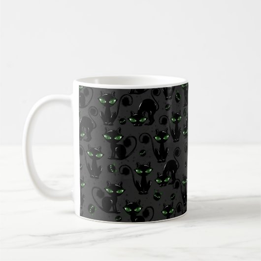 ADORABLE SCHWARZE HALLOWEEN KÜCHE MIT GRÜNEN AUGEN KAFFEETASSE (Links)