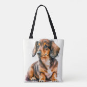 ADORABLE SCHWARZE UND BROWN DACKEL PUPPING HUND TASCHE (Rückseite)