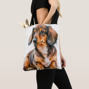 ADORABLE SCHWARZE UND BROWN DACKEL PUPPING HUND TASCHE