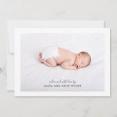 Adorable Script Name Foto Geburtsankündigung (Rückseite)