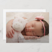 Adorable Script Name Foto Geburtsankündigung (Vorne/Hinten)