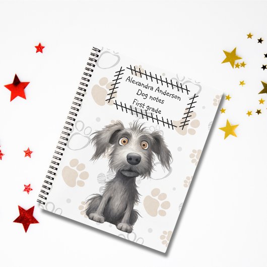 Adorable Scruffy Gray Hund auf Pfoten Print Notizblock