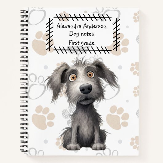 Adorable Scruffy Gray Hund auf Pfoten Print Notizblock (Vorderseite)
