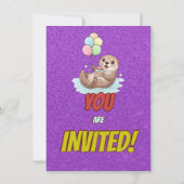 Adorable Sea Otter Birthday Invite Einladung (Rückseite)