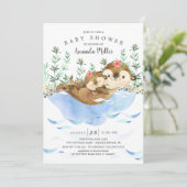 Adorable Sea Otter Girls Babydusche Einladung (Stehend Vorderseite)