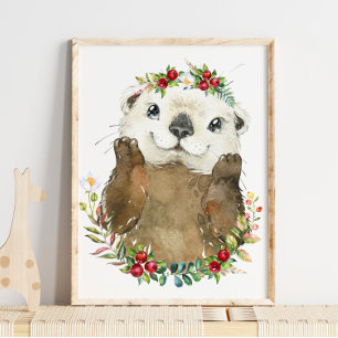 Adorable Sea Otter Kinderzimmer   Wall Print Poster