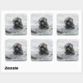 Adorable Sea Otter Quadratischer Aufkleber (Blatt)