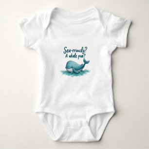 Adorable "Sea rrious? Ein Whale Pun?" Ocean Design Baby Strampler