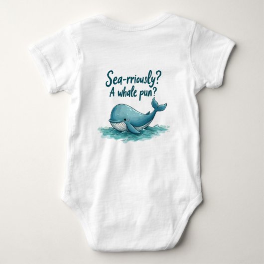 Adorable "Sea rrious? Ein Whale Pun?" Ocean Design Baby Strampler (Rückseite)