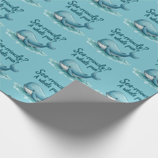 Adorable "Sea rrious? Ein Whale Pun?" Ocean Design Geschenkpapier (Ecke)