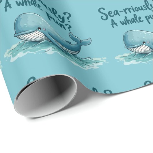 Adorable "Sea rrious? Ein Whale Pun?" Ocean Design Geschenkpapier (Rolleneckpunkt)