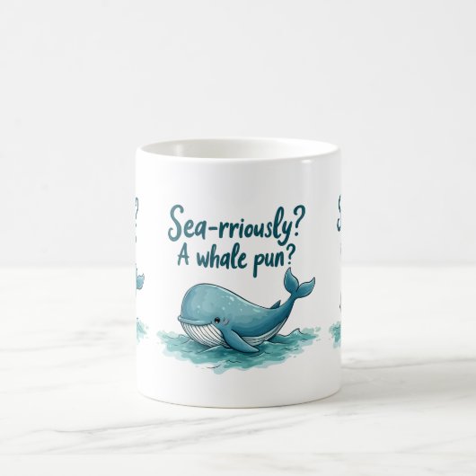 Adorable "Sea rrious? Ein Whale Pun?" Ocean Design Kaffeetasse (Mittel)