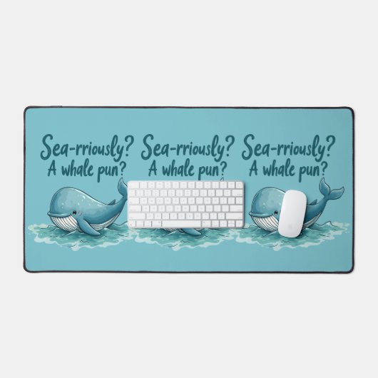 Adorable "Sea rrious? Ein Whale Pun?" Ocean Design Schreibtischunterlage (Tastatur & Maus)