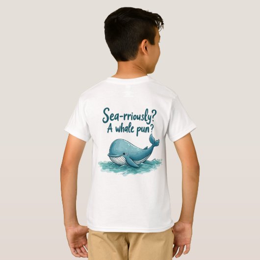 Adorable "Sea rrious? Ein Whale Pun?" Ocean Design T-Shirt (Schwarz voll)