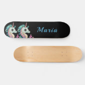 Adorable Seepferd individuelle Name Skateboard (Horizontal)