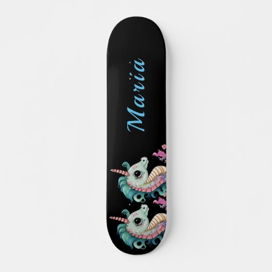 Adorable Seepferd individuelle Name Skateboard (Vorne)