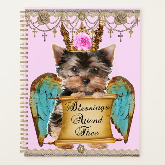 Adorable Shabby Chic Yorkie Angel Puppy Dog Planer (Vorderseite)