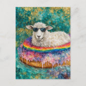 Adorable Sheep on a Float Trip Postkarte (Vorderseite)
