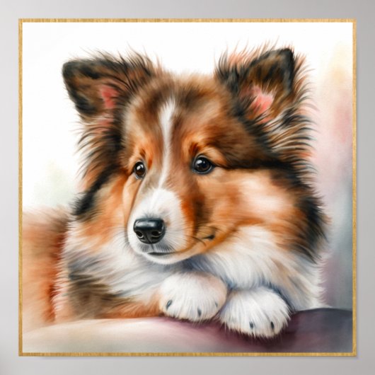 Adorable Sheepdog Puppy Arwork Poster (Vorne)