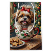 Adorable Shih Tzu Dog in Christmas Mug Cozy Art Mittlere Geschenktüte (Vorderseite)