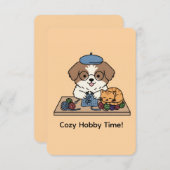 Adorable Shih Tzu Knitting with Cat Companion Card Dankeskarte (Vorne/Hinten)