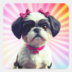 Adorable Shih Tzu Moment Quadratischer Aufkleber