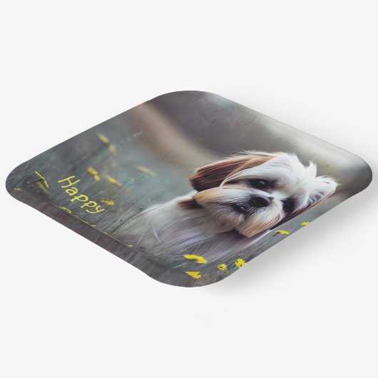 Adorable Shih Tzu Pappteller (Gewinkelt)