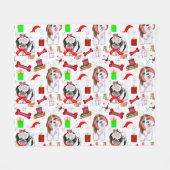 Adorable Shih Tzu Weihnachten Nahtloses Muster Fleecedecke (Vorderseite (Horizontal))