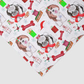 Adorable Shih Tzu Weihnachten Nahtloses Muster Seidenpapier (Detail)