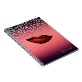 Adorable Shiny Foil Confetty, Diamant, rote Lippen Notizblock (Rechte Seite)