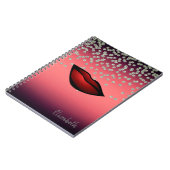 Adorable Shiny Foil Confetty, Diamant, rote Lippen Notizblock (Linke Seite)