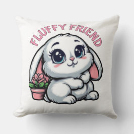 Adorable Shy Bunny mit Pflanze Pot Kissen
