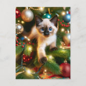 Adorable Siamese Kitten Weihnachten Postkarte (Vorderseite)