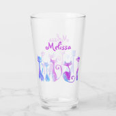 Adorable Silhouetten von Katzen Glas (Rückseite)