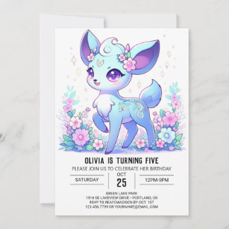 Adorable Simple Deer Digital Geburtstag Einladung