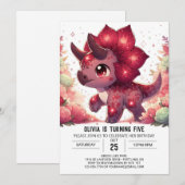 Adorable Simple Dinosaur Digital Geburtstag Einladung (Vorne/Hinten)