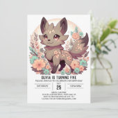 Adorable Simple Wolf Digital Geburtstag Einladung (Stehend Vorderseite)